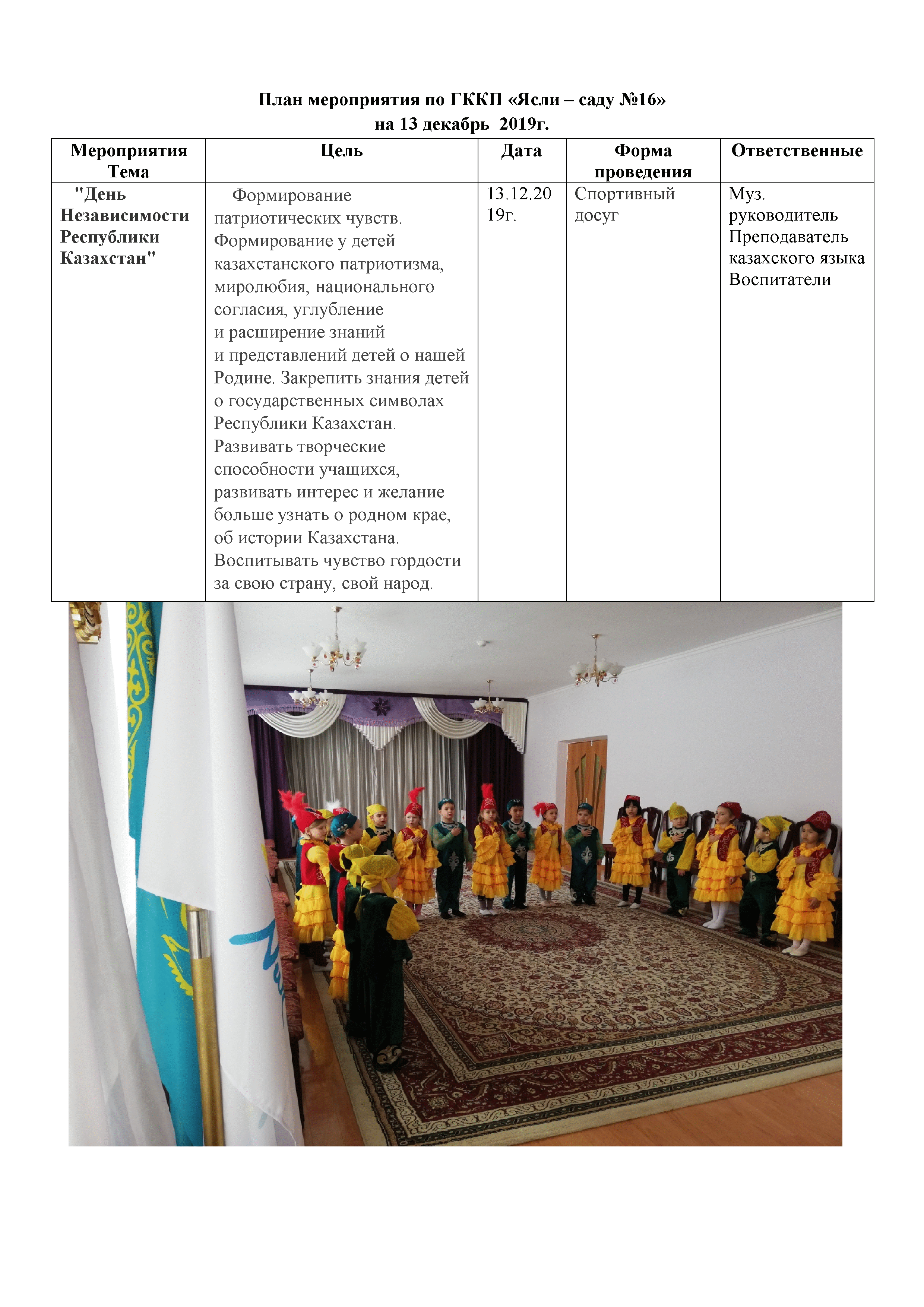 План мероприятия